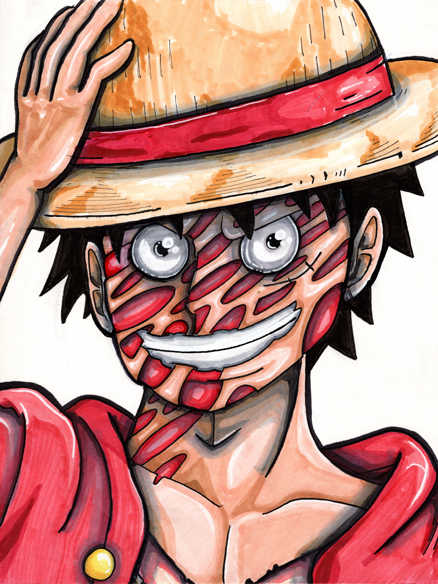 Ripped Face Luffy Original Artwork – 9"x12"