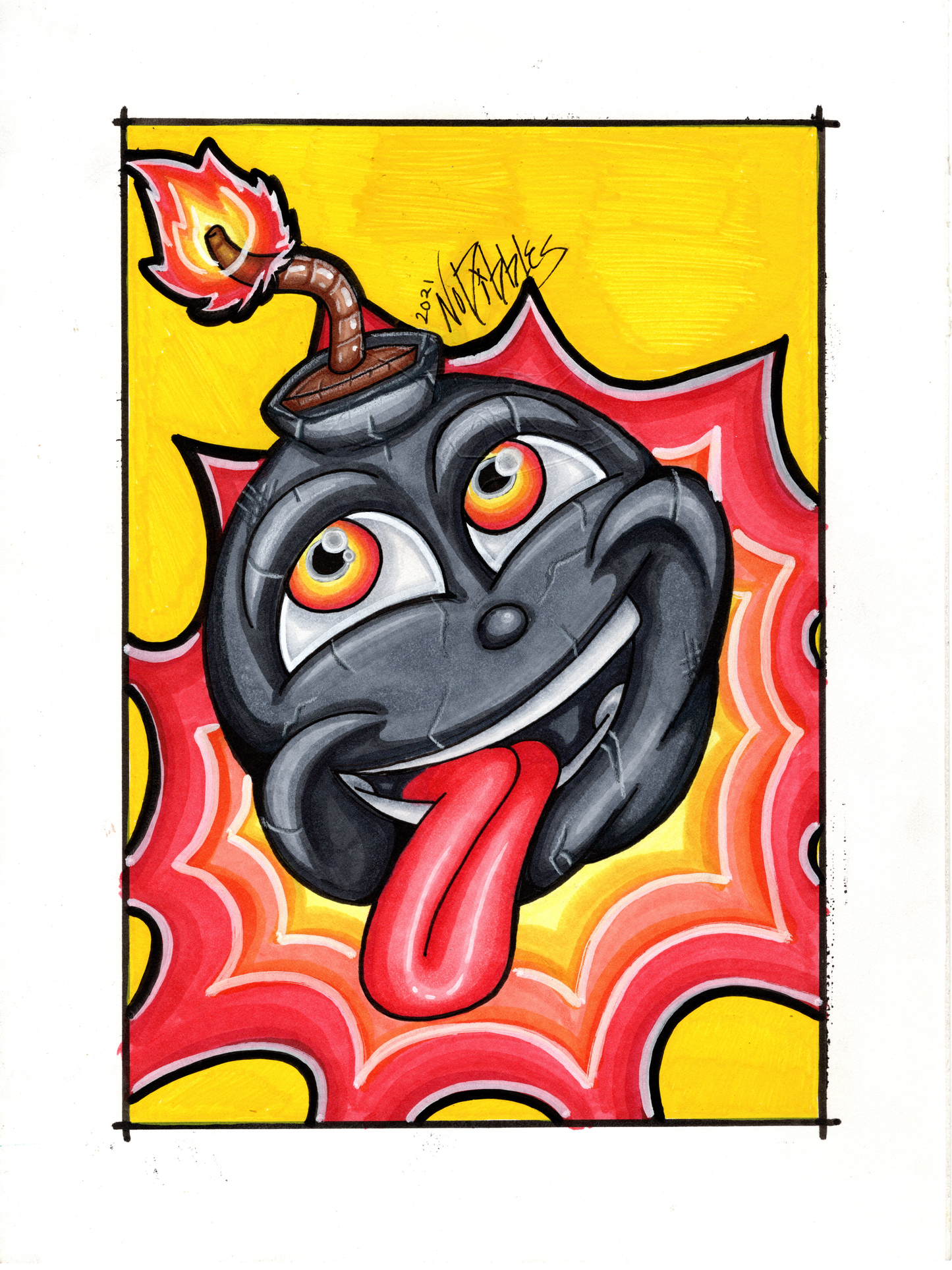 Happy Bomb Art Print – Premium Hand-Cut Edition (9"x12")