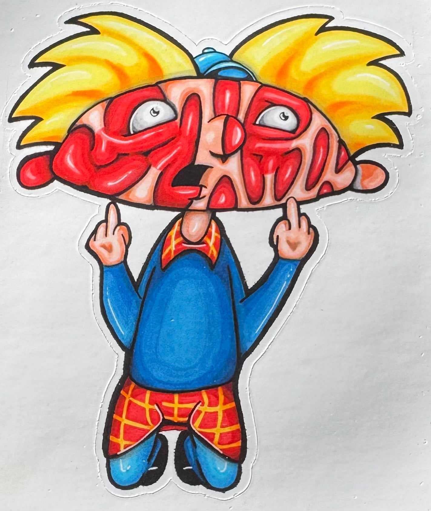 Ripped Face Hey Arnold - Art Stickers