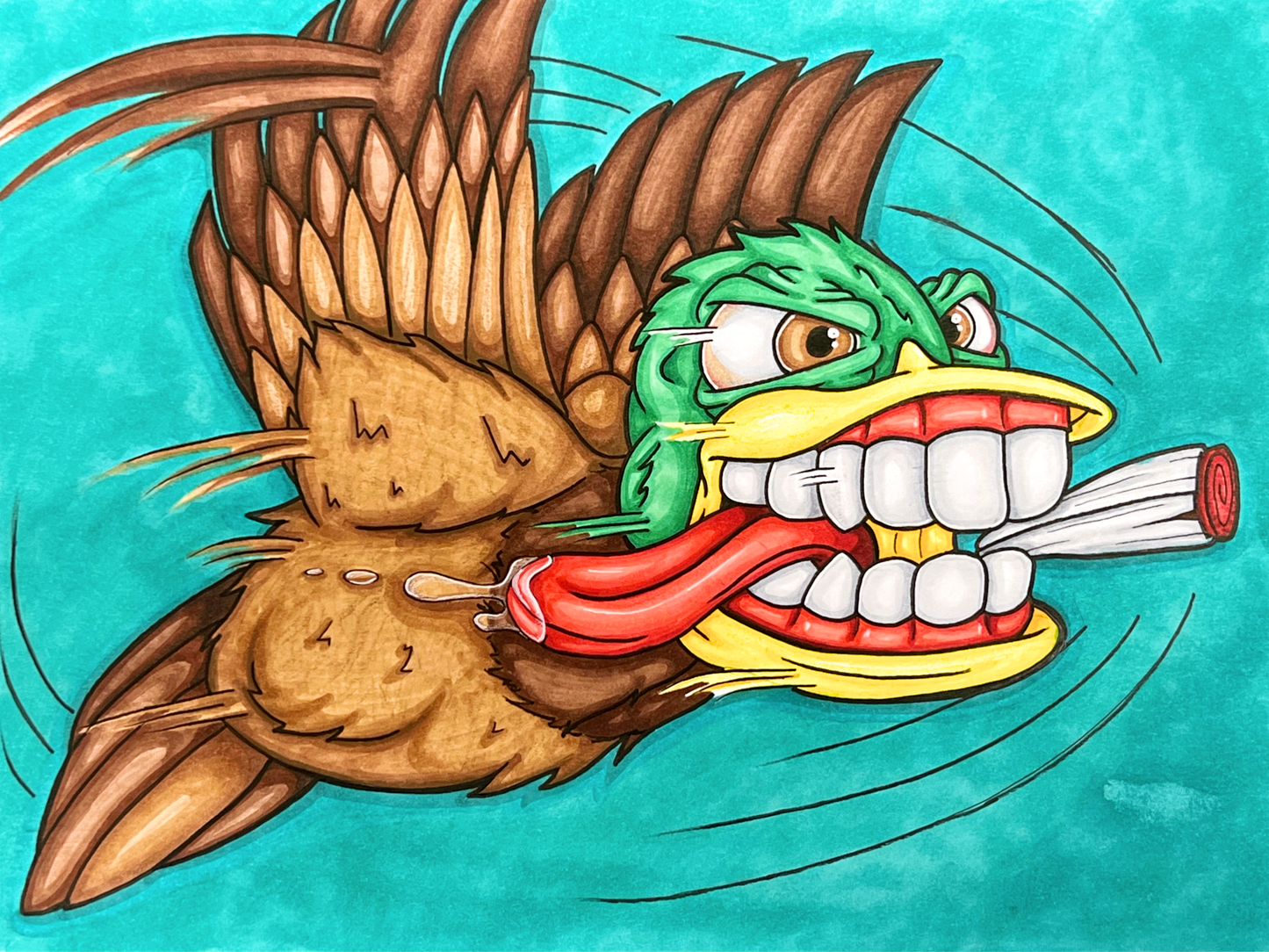 Smoking Duck Original Artwork – 9"x12"