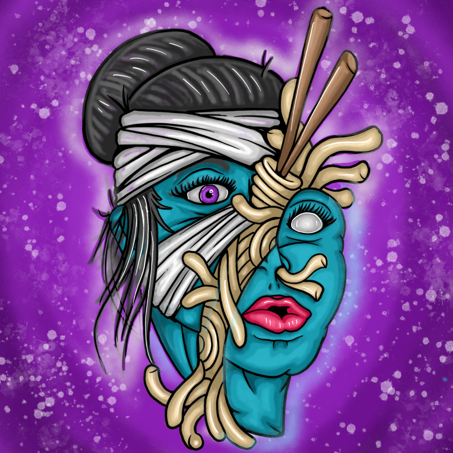 Noodle Face Art Print – Premium Hand-Cut Edition (9"x12")