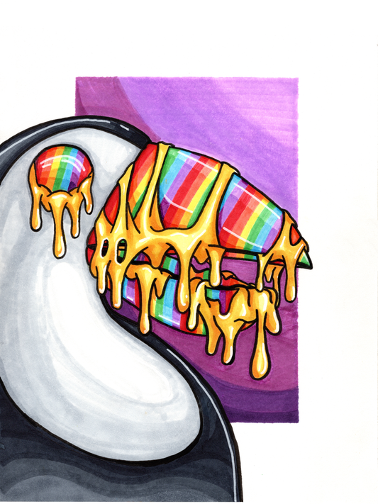 Rainbow Drip Toucan Original Artwork – 9"x12"