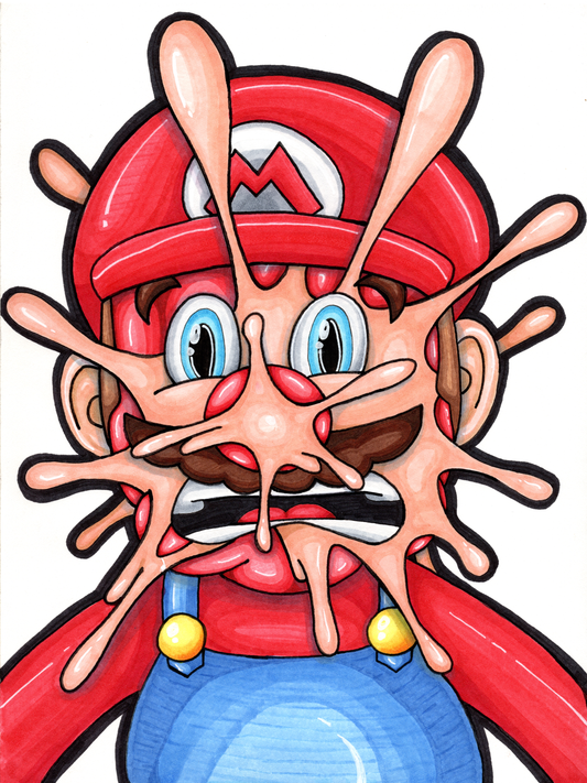 Splat Mario Art Print – Premium Hand-Cut Edition (9"x12")