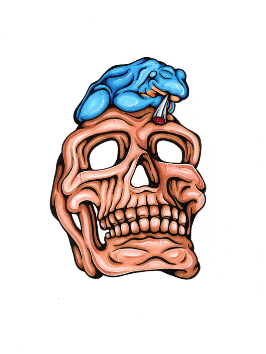 Frog Skull Original Artwork – 9"x12"