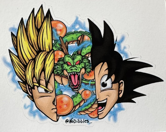 Split Face Goku - Art Stickers