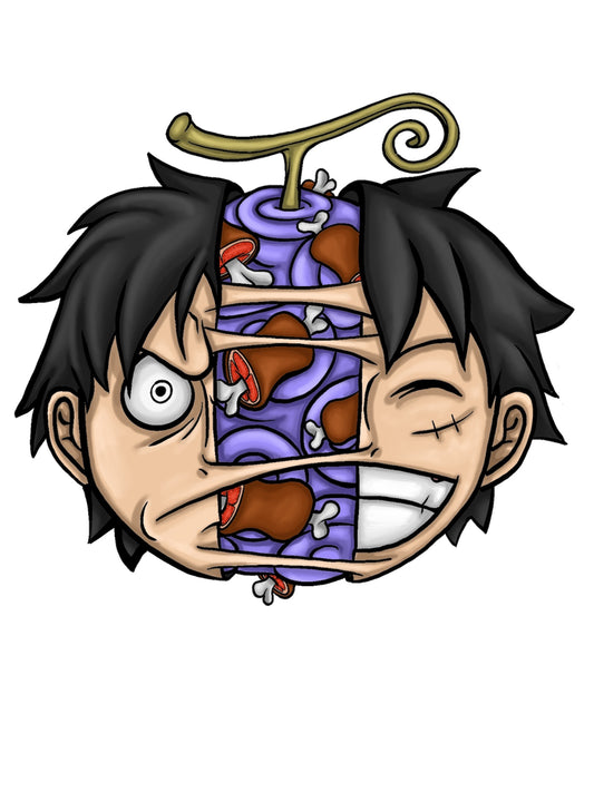Split Face Luffy Art Print – Premium Hand-Cut Edition (9"x12")