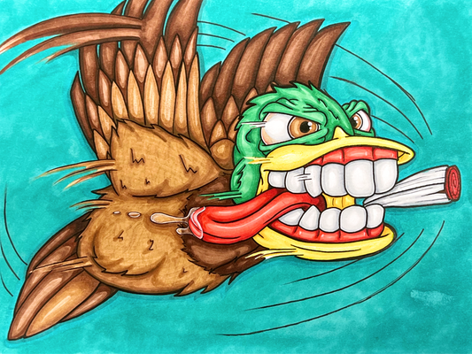 Smoking Duck Original Artwork – 9"x12"
